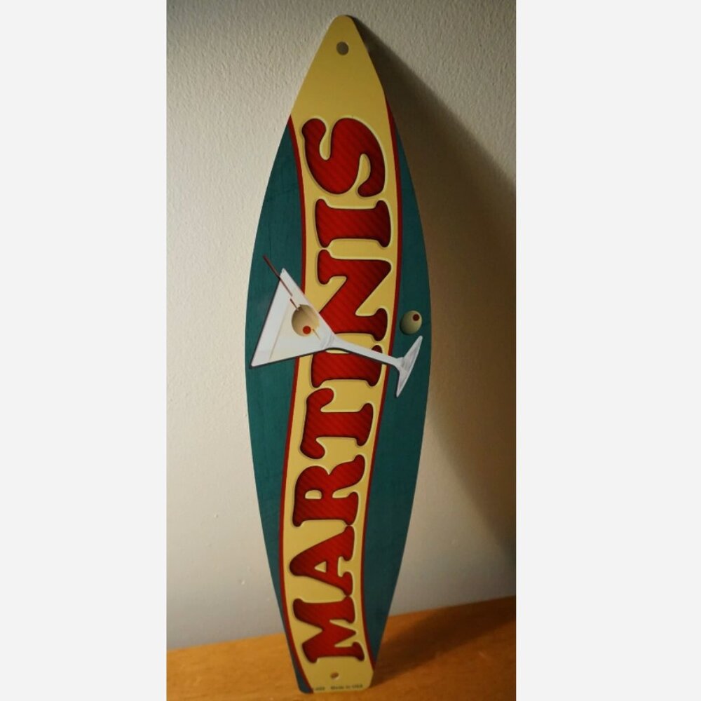 MARTINIS SURFBOARD SIGN Tropical Drinks Cantina Beach Tiki Bar Home Decor NEW